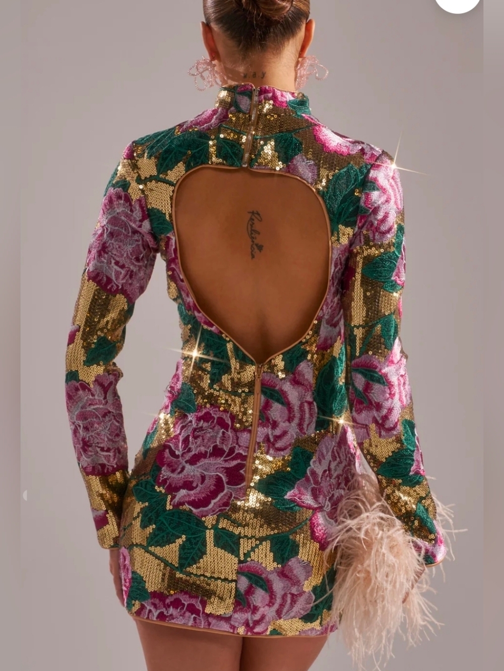 FLORAL BABY SEQUIN MINI DRESS - XL - Picture 2 of 7